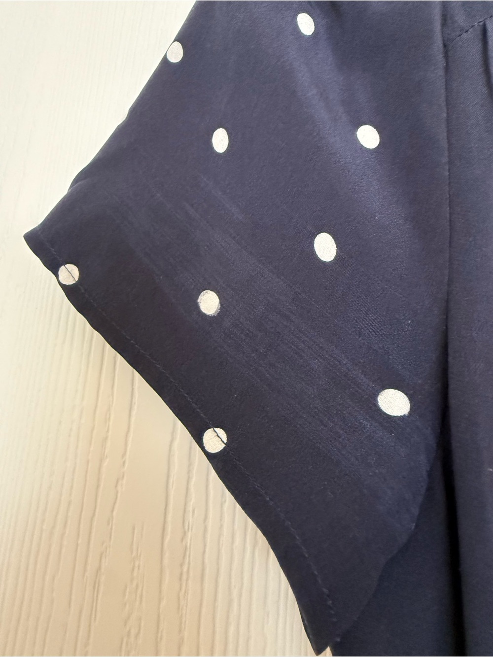 Sezane Anastasia Silk Wrap Dress Navy and White Polka Dot Mini Dress 38 - Picture 9 of 14